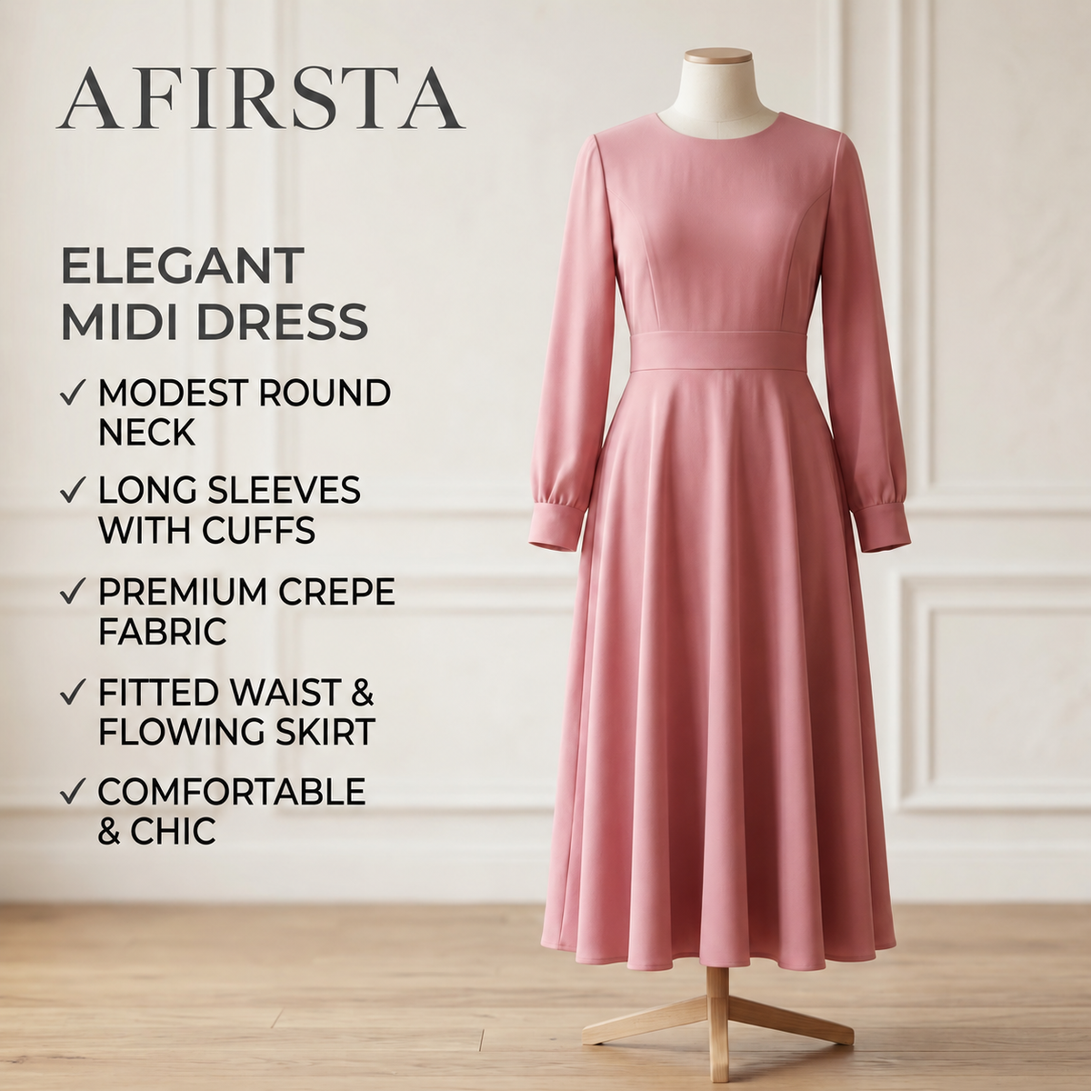 AFIRSTA™ SilhouetteShift Convertible Midi Dress