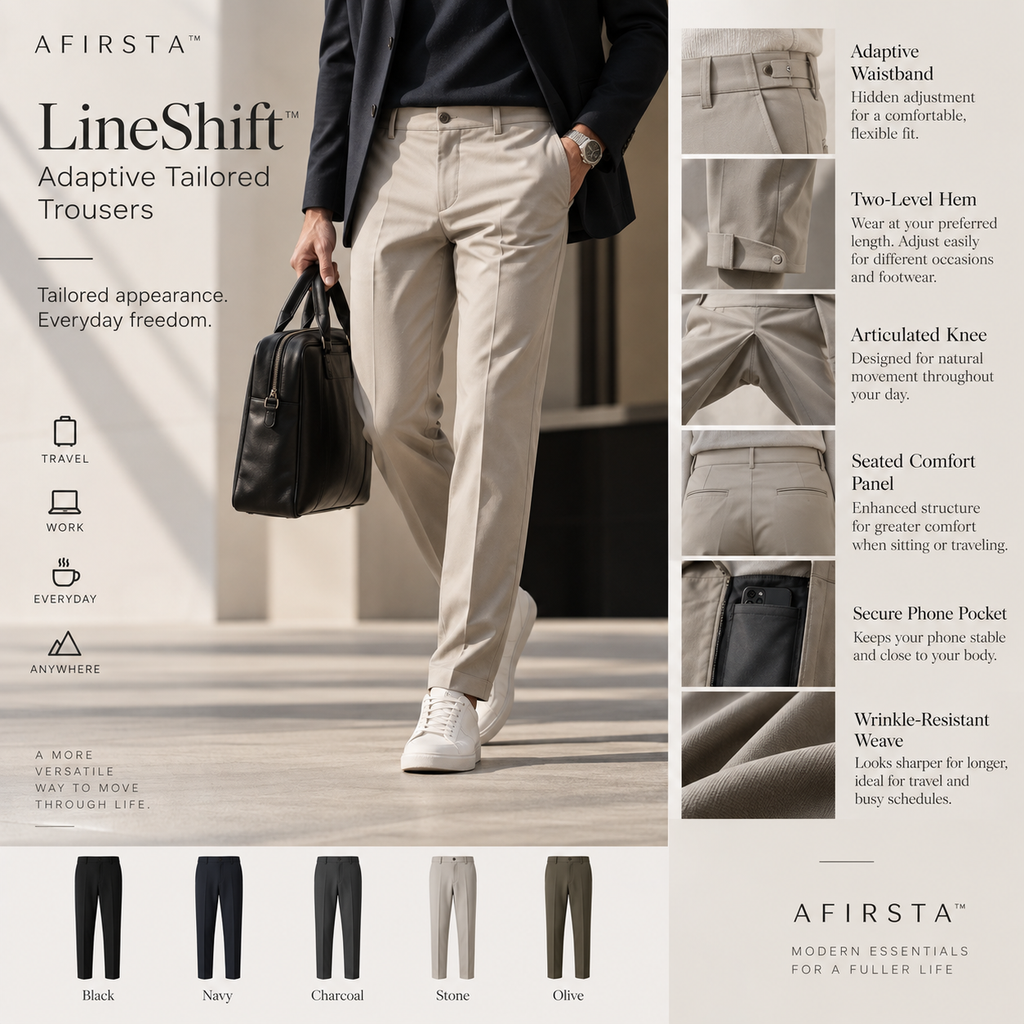 AFIRSTA™ LineShift Adaptive Tailored Trousers – Flexible Fit for Work