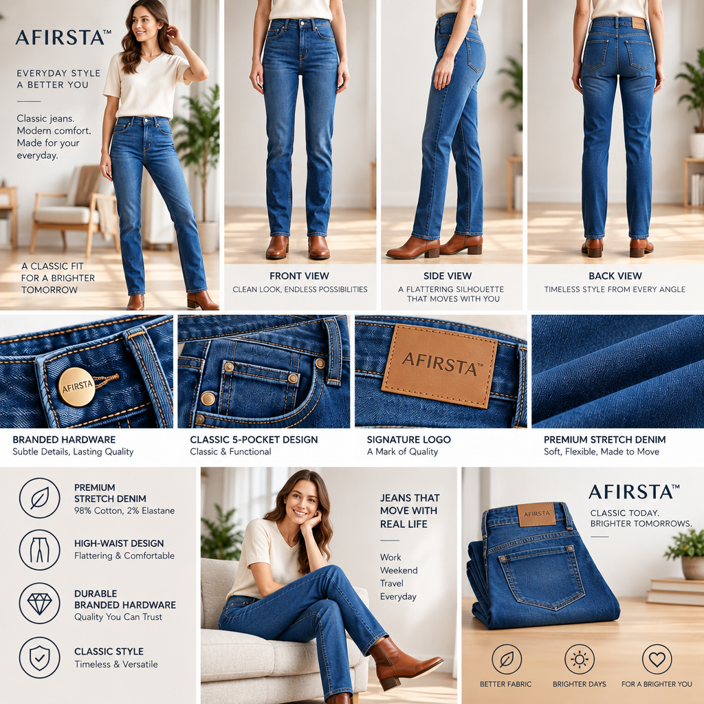 AFIRSTA™ FlexRise Articulated Straight-Leg Jeans