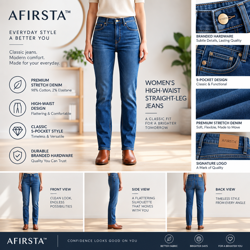 AFIRSTA™ FlexRise Articulated Straight-Leg Jeans
