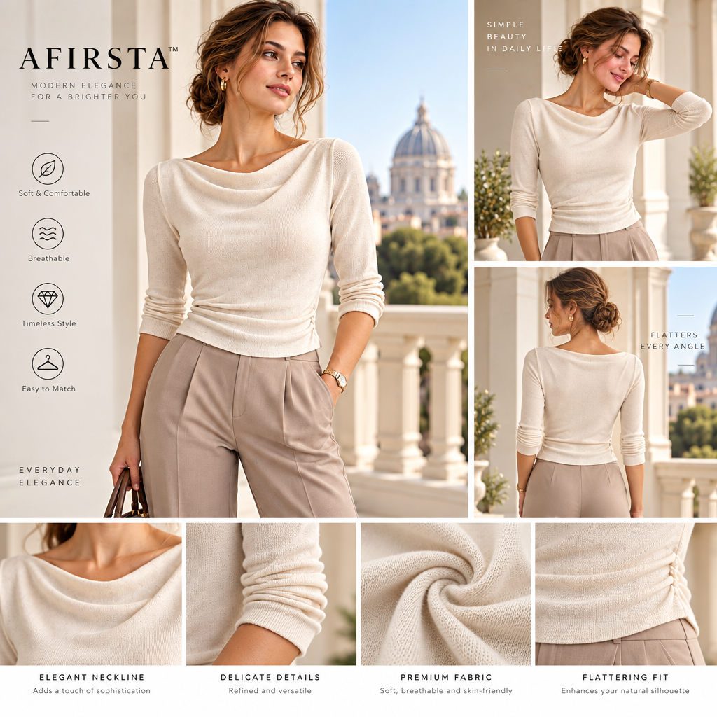 AFIRSTA™ SoftFrame Convertible Fine-Knit Top – Adjustable Women’s Knitwear for Work