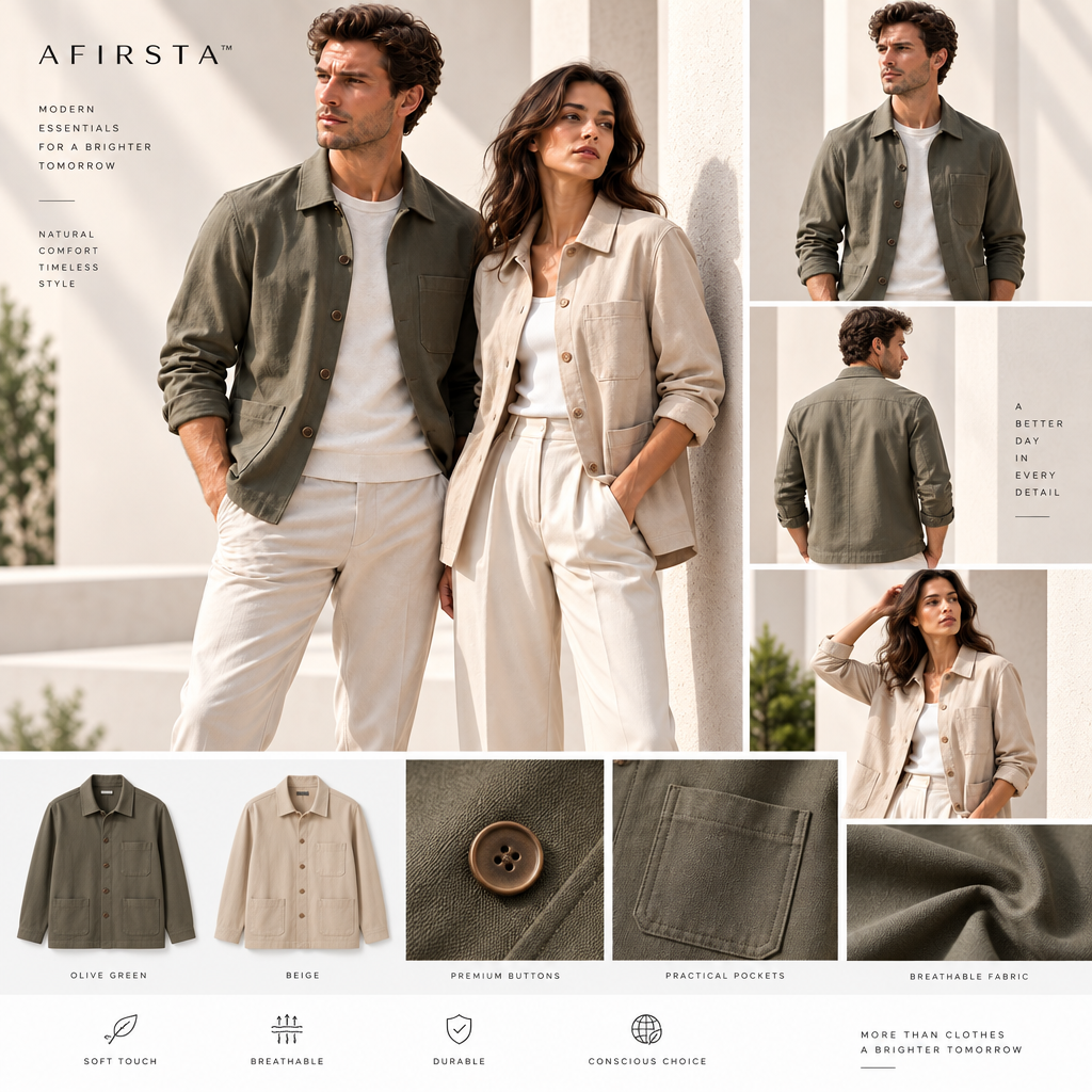 AFIRSTA™ FrameLayer™ Lightweight Overshirt – Unisex Layering Shirt Jacket for Travel