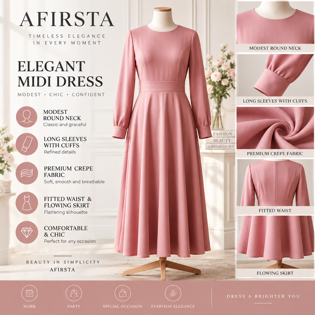 AFIRSTA™ SilhouetteShift Convertible Midi Dress